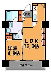 天神プレイスWEST棟 1LDKの間取図画像