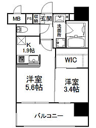 エンクレスト薬院NOBLE 2Kの間取図画像