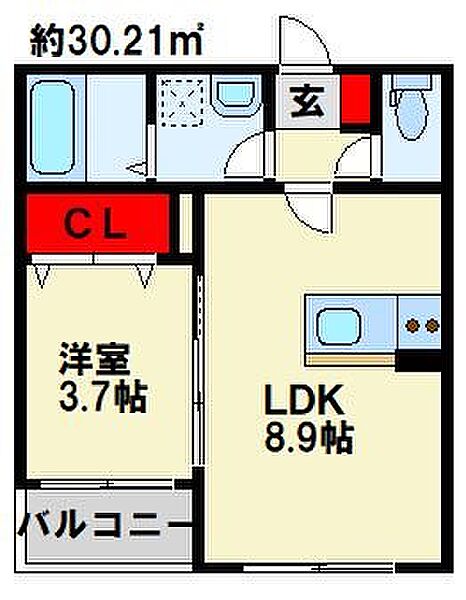 サニーガーデン博多南 ｜福岡県春日市上白水９丁目(賃貸アパート1LDK・2階・30.21㎡)の写真 その2