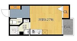 ガレット和白 2階ワンルームの間取り