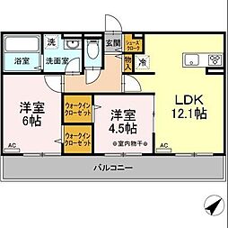 D-room香住ケ丘2 2LDKの間取図画像