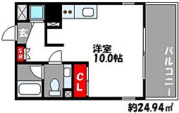 シーフォート香椎浜 ワンルームの間取図画像