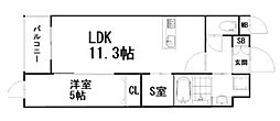 ロイズ・プレシア多々良東 1LDKの間取図画像