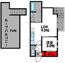 グランティックシェモア 1LDKの間取図画像