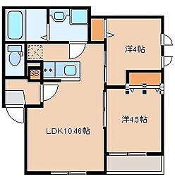 Coton HAKATA 2LDKの間取図画像