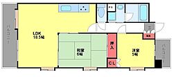 リファレンス箱崎 2LDKの間取図画像
