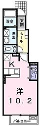 プラシード多々良川 1Kの間取図画像