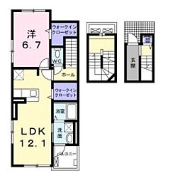 カーサアマブレ2 1LDKの間取図画像
