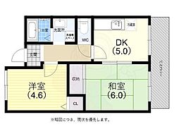 シャロン鷹取東 2Kの間取図画像