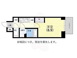 GENOVIA神戸湊川公園 1Kの間取図画像