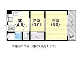 藤井マンション 2DKの間取図画像