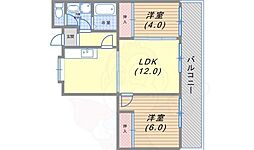昭和レジデンス 2LDKの間取図画像