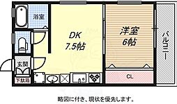 ラメゾン小河通 1LDKの間取図画像