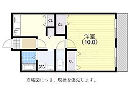 リボーン島田 1Kの間取図画像