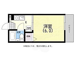 プラーフ西山 1Kの間取図画像