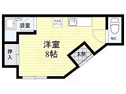 西上橘マンション2 ワンルームの間取図画像