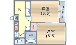 前田ハイツ 2Kの間取図画像