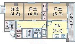 シャトー・ド・マリン須磨 3DKの間取図画像