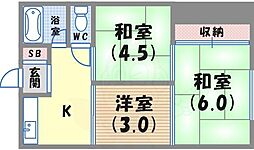 ユニオンハイツ 3Kの間取図画像