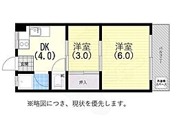 藤井マンション 1DKの間取図画像