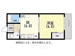 ファミーユ矢部 1DKの間取図画像