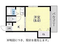 アイリス兵庫 1Kの間取図画像