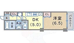 東須磨グリーンハイツ 1DKの間取図画像