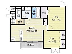 ブル・マリーノ衣掛 2LDKの間取図画像