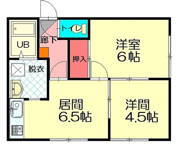 ホワイトハウス3.4 206｜北海道旭川市神楽岡三条４丁目(賃貸アパート2DK・2階・38.88㎡)の写真 その2