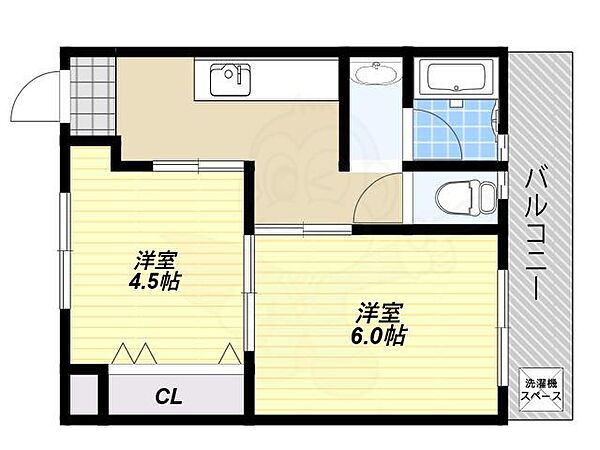 大阪府大阪市都島区都島北通１丁目(賃貸マンション2K・2階・37.70㎡)の写真 その2