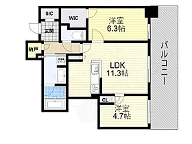 大阪府大阪市北区天満橋１丁目（賃貸マンション2LDK・27階・55.09㎡） その2