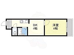 サンウィングス南森町 1DKの間取図画像