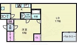 大宝中之島ビル 1LDKの間取図画像
