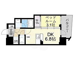 コンフォリア・リヴ大阪本町 13階1DKの間取り