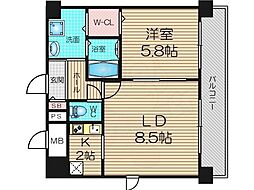 プリマクラッセ 1LDKの間取図画像