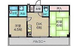 シャトーベルダン 2DKの間取図画像