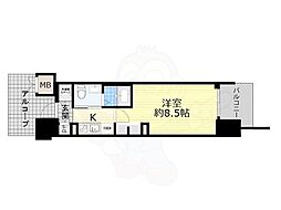 エステムプラザ梅田中崎町3ツインマークスノースレジデンス 1Kの間取図画像