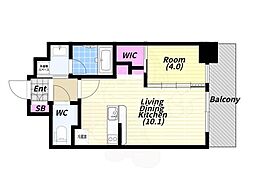 大阪市中央区淡路町1丁目マンション 1LDKの間取図画像