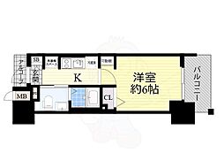 エステムプラザ大手前エヴァース 1Kの間取図画像