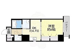 エステムコート心斎橋EAST3エクシード 1DKの間取図画像