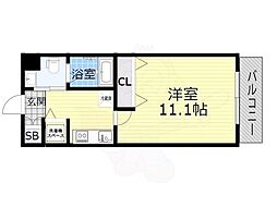 エスリード福島リバーフロント ワンルームの間取図画像