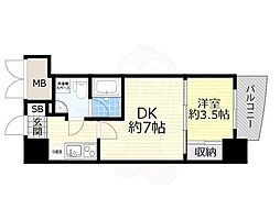 アプリーレ南森町 1DKの間取図画像