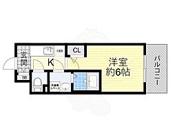 エスリードレジデンス梅田グランゲート 1Kの間取図画像