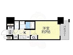 プレサンス水都OKAWA 1Kの間取図画像