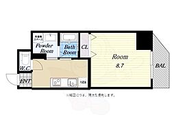 グランピーノ内淡路 1Kの間取図画像