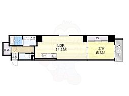 アートフォルム天満橋 1LDKの間取図画像