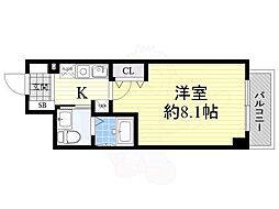 エスリード北浜 1Kの間取図画像