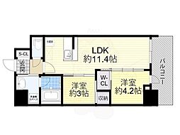セレニテフラン梅田 2LDKの間取図画像