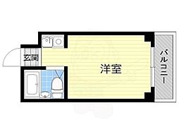 レア・レア梅田6番館 ワンルームの間取図画像