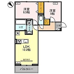 Ｌ・ＣＵＢＥ7 1階2LDKの間取り